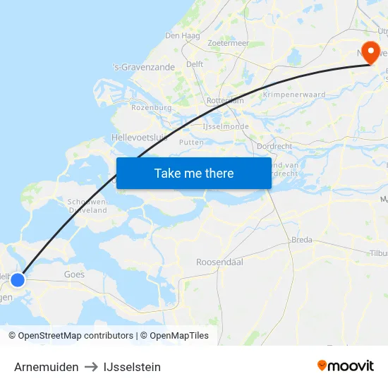 Arnemuiden to IJsselstein map
