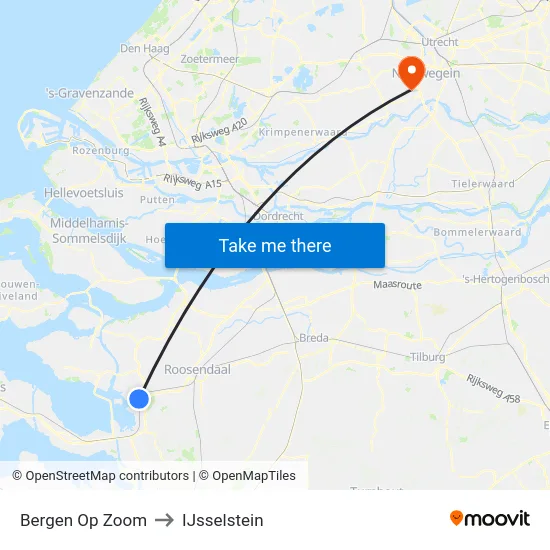 Bergen Op Zoom to IJsselstein map
