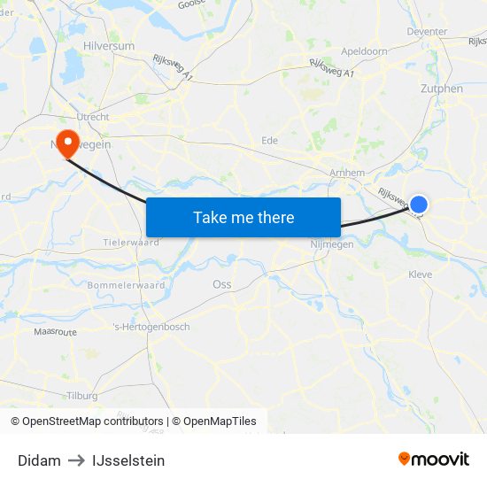 Didam to IJsselstein map