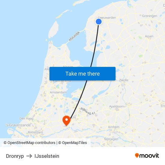 Dronryp to IJsselstein map