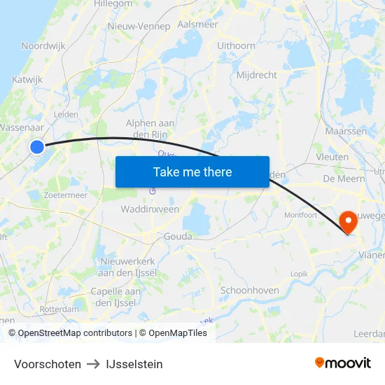 Voorschoten to IJsselstein map
