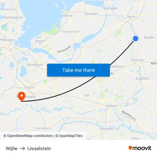 Wijhe to IJsselstein map