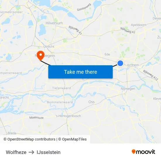 Wolfheze to IJsselstein map