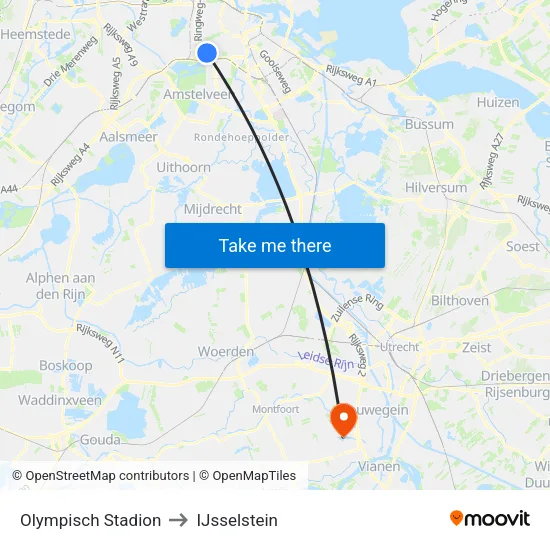 Olympisch Stadion to IJsselstein map