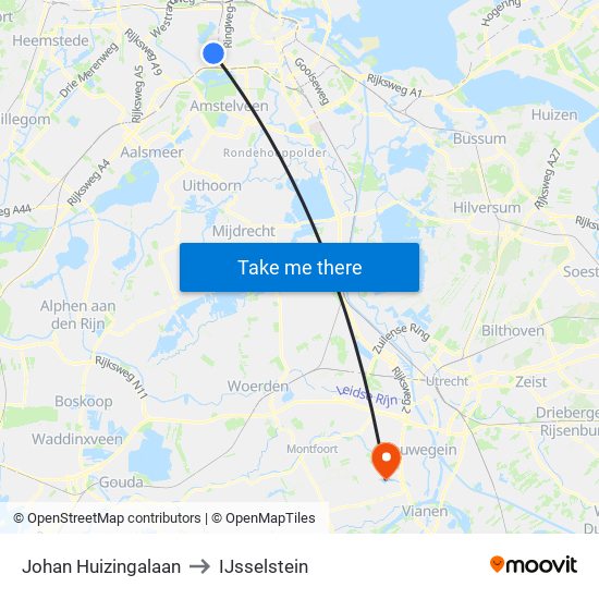 Johan Huizingalaan to IJsselstein map