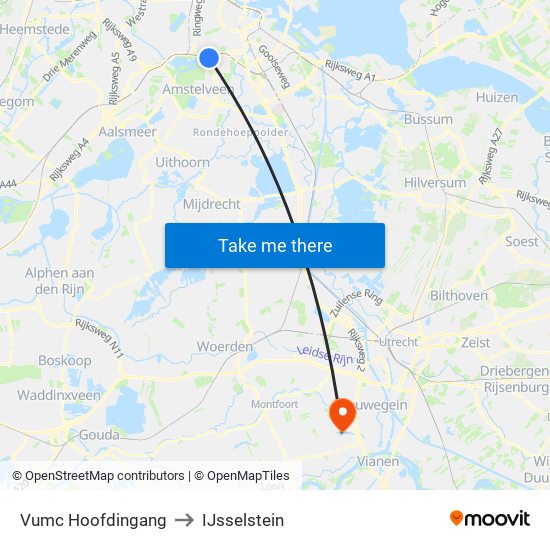 Vumc Hoofdingang to IJsselstein map