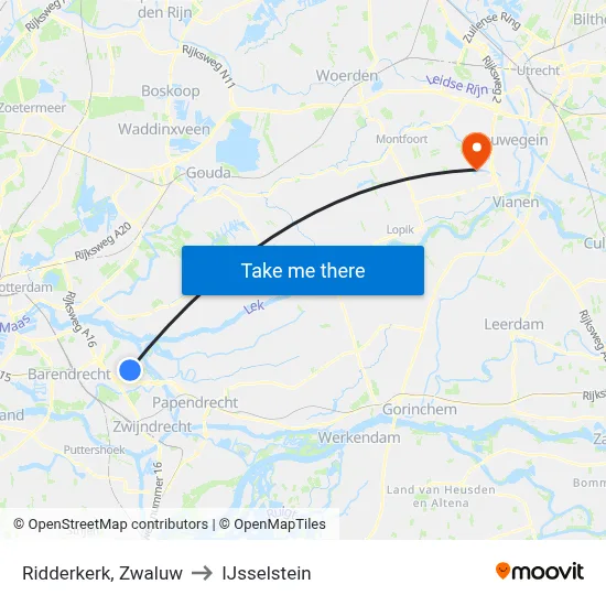 Ridderkerk, Zwaluw to IJsselstein map