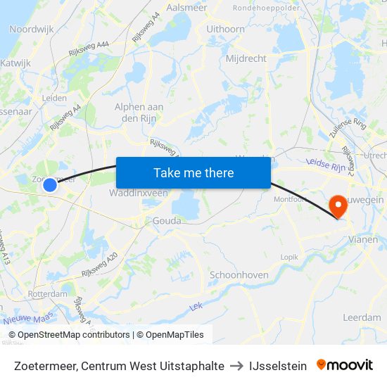 Zoetermeer, Centrum West Uitstaphalte to IJsselstein map