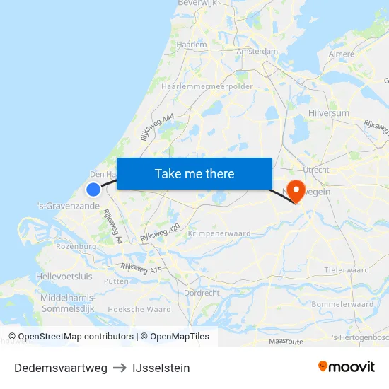 Dedemsvaartweg to IJsselstein map