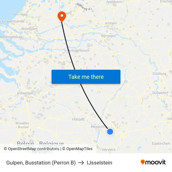 Gulpen, Busstation (Perron B) to IJsselstein map
