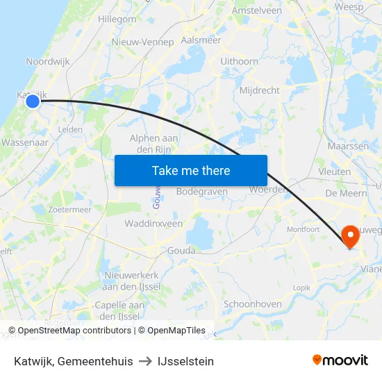 Katwijk, Gemeentehuis to IJsselstein map