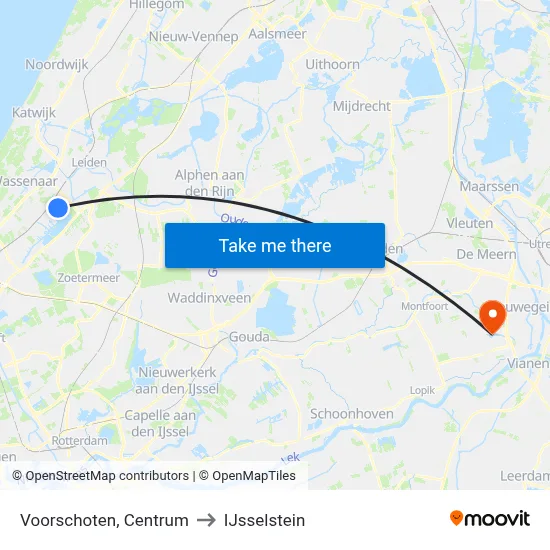 Voorschoten, Centrum to IJsselstein map