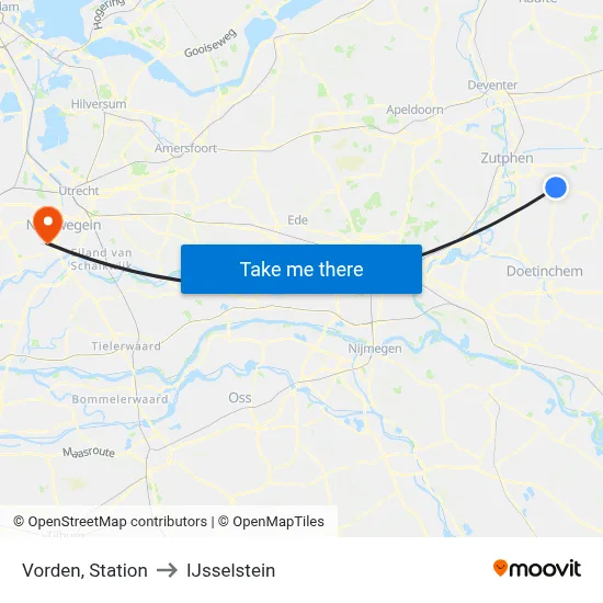 Vorden, Station to IJsselstein map