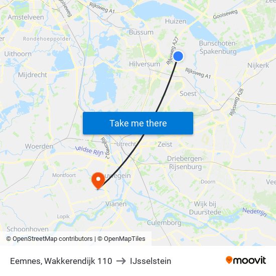 Eemnes, Wakkerendijk 110 to IJsselstein map