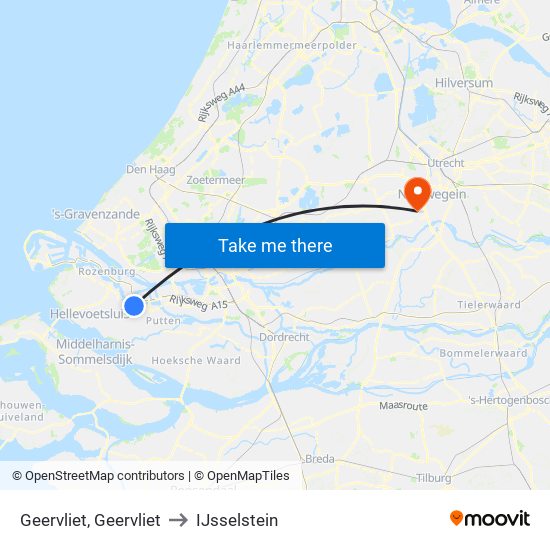 Geervliet, Geervliet to IJsselstein map