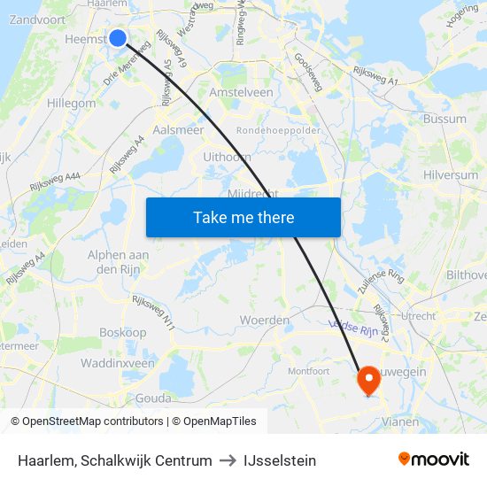 Haarlem, Schalkwijk Centrum to IJsselstein map