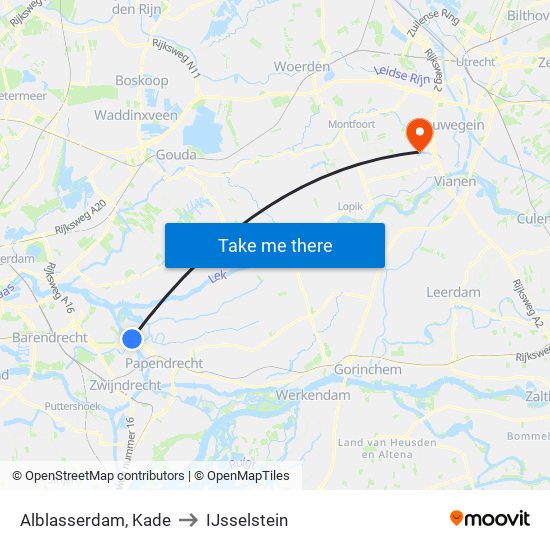 Alblasserdam, Kade to IJsselstein map