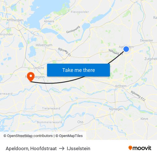 Apeldoorn, Hoofdstraat to IJsselstein map