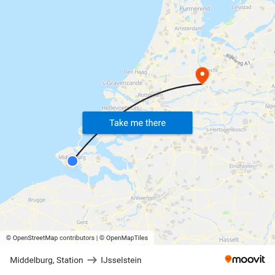 Middelburg, Station to IJsselstein map