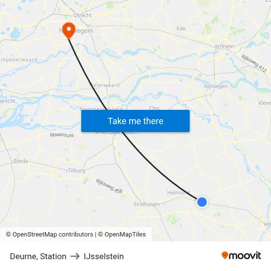 Deurne, Station to IJsselstein map