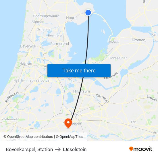 Bovenkarspel, Station to IJsselstein map