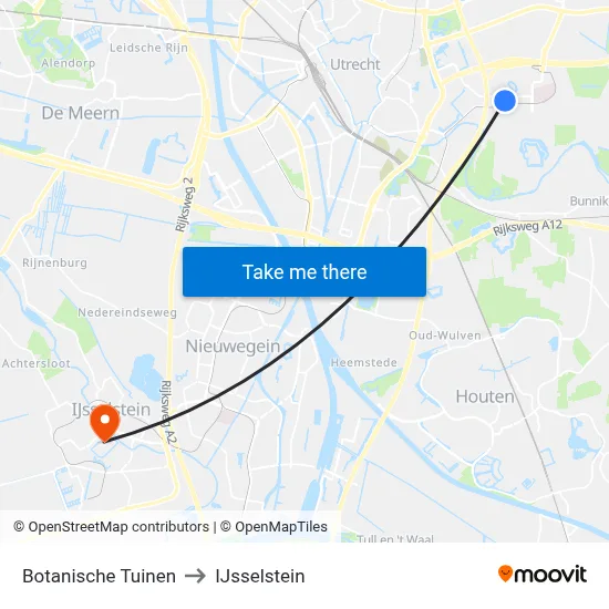 Botanische Tuinen to IJsselstein map