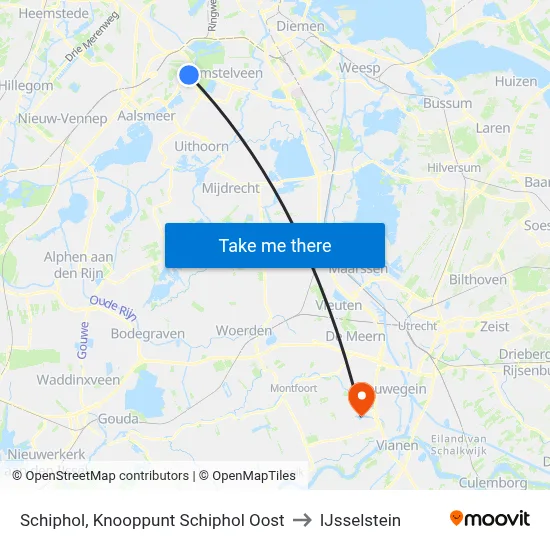 Schiphol, Knooppunt Schiphol Oost to IJsselstein map