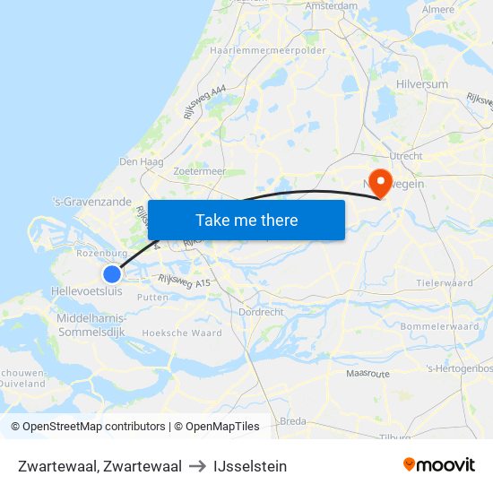 Zwartewaal, Zwartewaal to IJsselstein map