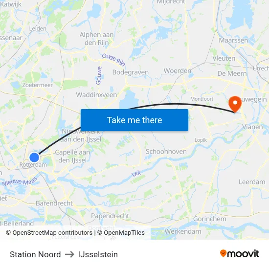 Station Noord to IJsselstein map