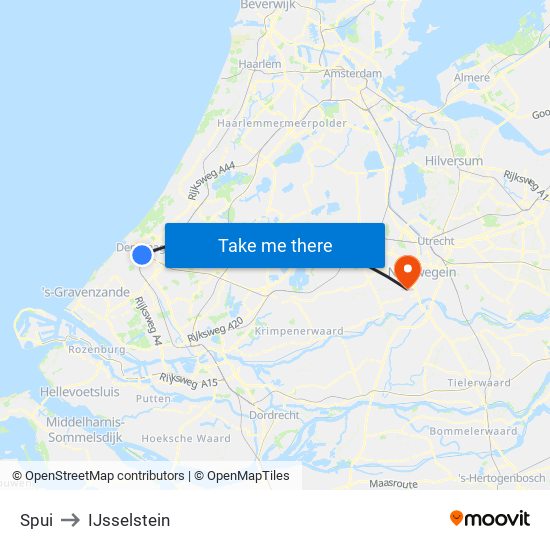 Spui to IJsselstein map