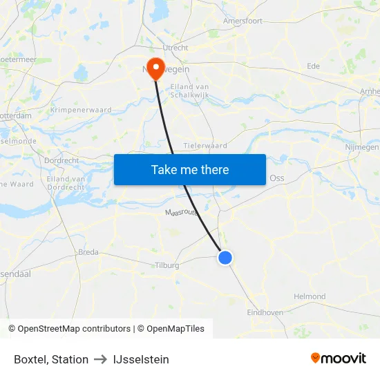 Boxtel, Station to IJsselstein map