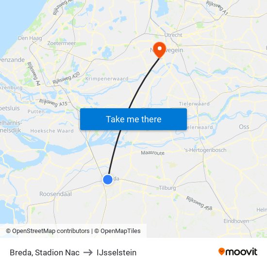 Breda, Stadion Nac to IJsselstein map