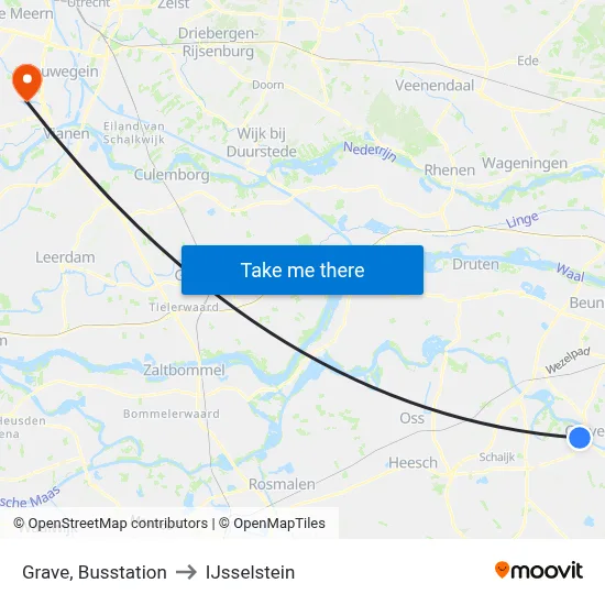 Grave, Busstation to IJsselstein map