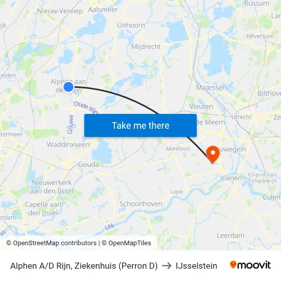 Alphen A/D Rijn, Ziekenhuis (Perron D) to IJsselstein map