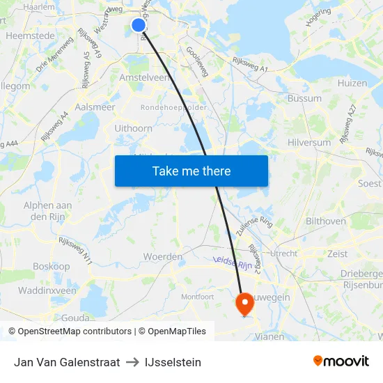 Jan Van Galenstraat to IJsselstein map