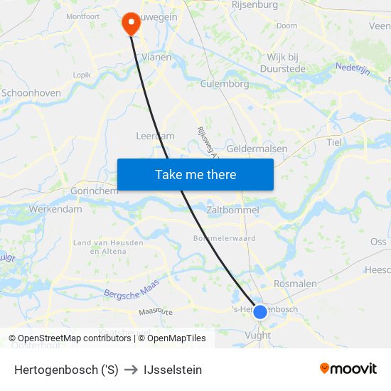 Hertogenbosch ('S) to IJsselstein map