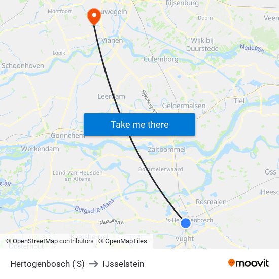 Hertogenbosch ('S) to IJsselstein map