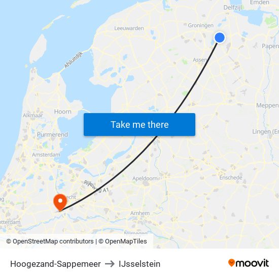 Hoogezand-Sappemeer to IJsselstein map