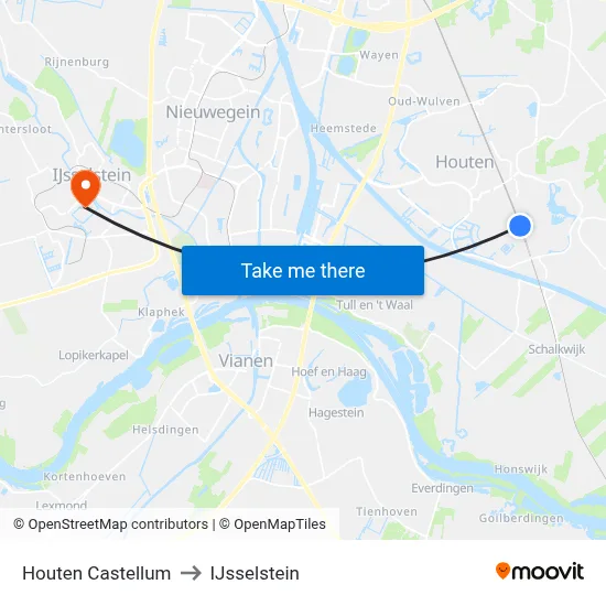Houten Castellum to IJsselstein map