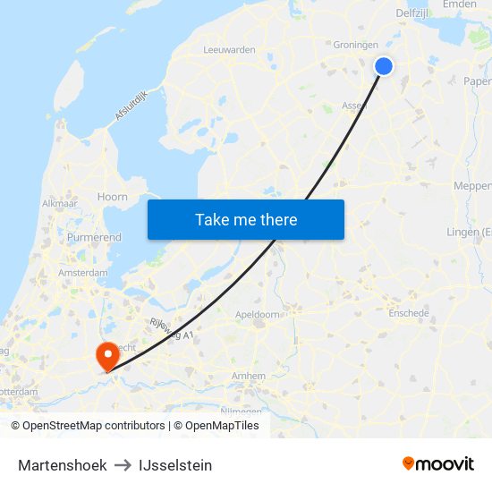 Martenshoek to IJsselstein map