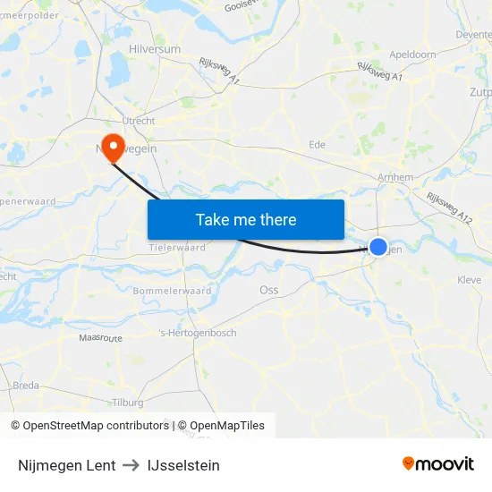 Nijmegen Lent to IJsselstein map
