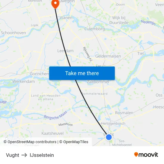 Vught to IJsselstein map