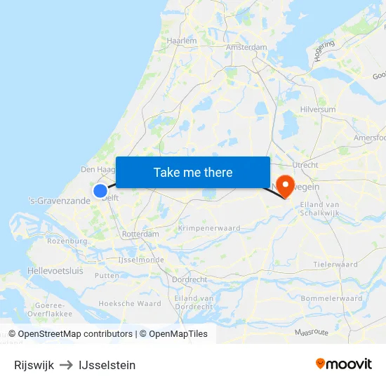 Rijswijk to IJsselstein map