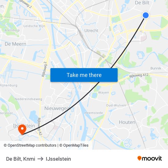 De Bilt, Knmi to IJsselstein map