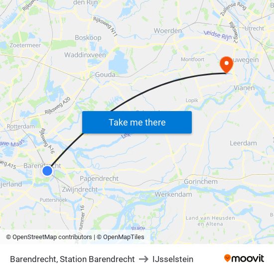 Barendrecht, Station Barendrecht to IJsselstein map