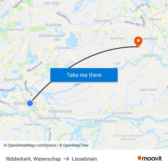 Ridderkerk, Waterschap to IJsselstein map