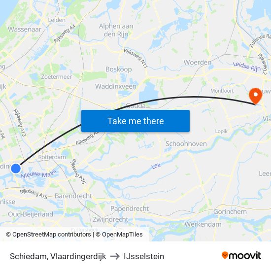 Schiedam, Vlaardingerdijk to IJsselstein map
