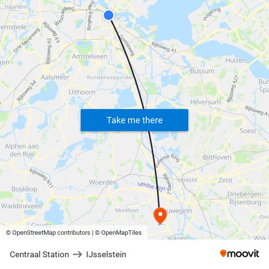 Centraal Station to IJsselstein map