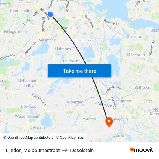 Lijnden, Melbournestraat to IJsselstein map