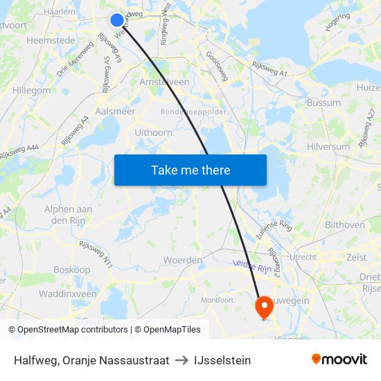 Halfweg, Oranje Nassaustraat to IJsselstein map